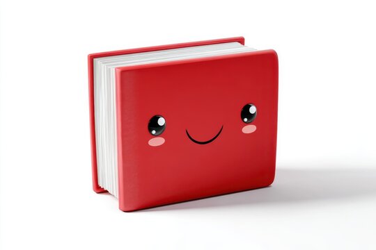 Animated Tome: A friendly, animated book with a vibrant red cover and expressive features emanates warmth and invites readers to explore its pages.