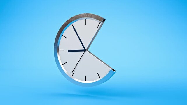 Working part-time concept - A clock with a segment sawed away. Part-time employment