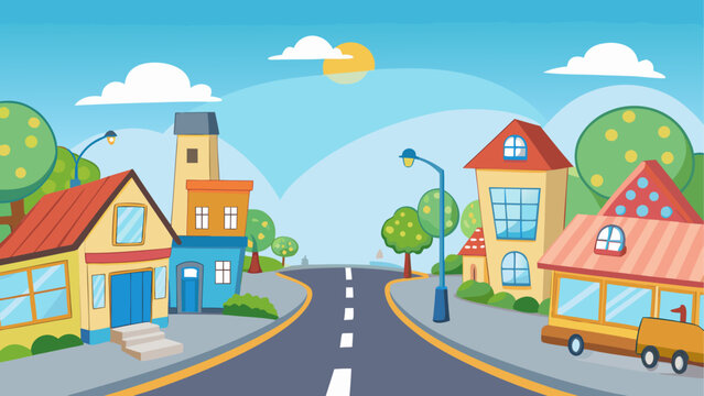 Colorful suburban neighborhood