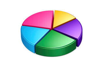 Fototapeta premium Colorful 3d pie chart graphic visualizing business data, financial statistics, and market share analysis, transparent background