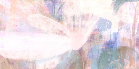 Obraz premium Colorful semi abstract background with hand-painted oil texture. Light colors nature , soft grunge wallpaper.