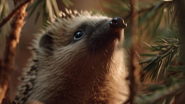 Babyigel schnuppert vorsichtig