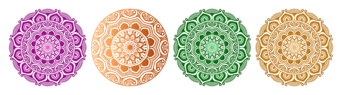 Ethnic luxury mandala golden art rangoli transparent background islamic pattern arabesque for diwali invitation card