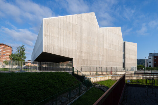 Brutalist design of a modern sports complex building