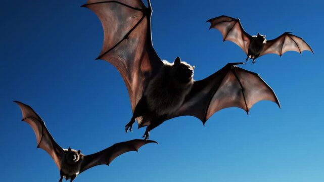 Bats Flying in Clear Sky