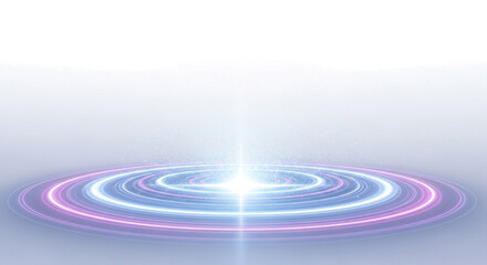 Bright Energy Portal with Swirling Neon Rings, Futuristic Light Effect isolated on transparent background