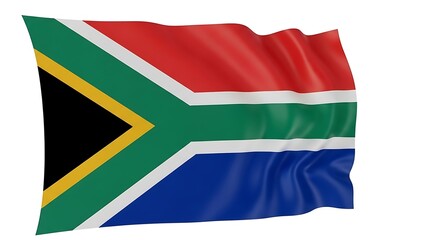 Obraz premium South africa national flag waving freely in the wind against a clean white background