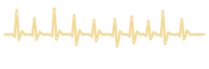 Double yellow heartbeat line graph isolated on transparent background