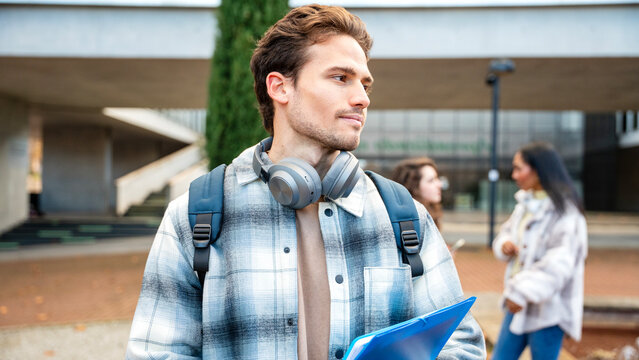 Student exploring university campus for a bright future