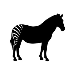 Obraz premium Black and white zebra silhouette in simple minimalist design illustration style