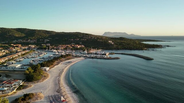 Aerial view of Porto Ottiolu, Budoni, Sassari, Sardinia