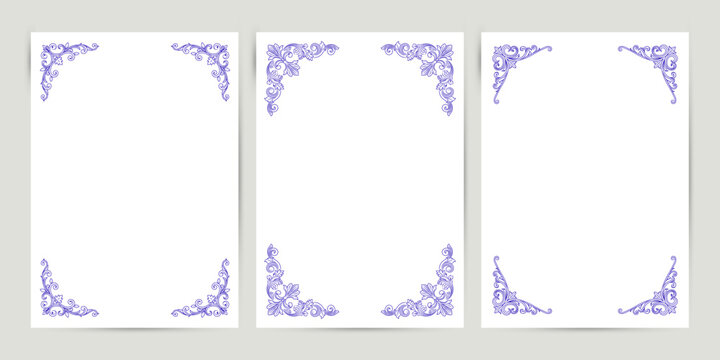 Vintage Ornate Corner Frames. Simple Vector illustration.