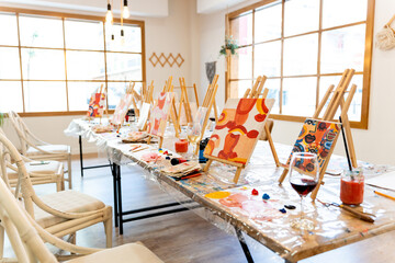 Art and wine painting workshop creativity session