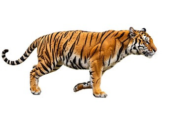 Obraz premium Majestic Tiger Walking in Natural Habitat Isolated Image