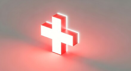 Obraz premium Glowing white cross symbol on red background