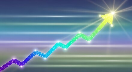 Vibrant arrow graph showing exponential growth towards success