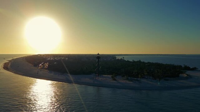 Beautiful sunset over tropical island 