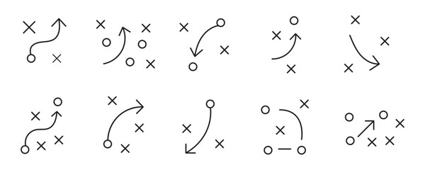 soccer tactics icon set .Symbol isolated white background. vector illustration. color editable. © ISHWARAN