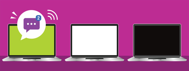 Laptop Message Chat Notification Online Communication Technology Concept Vector