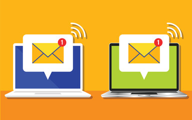 Laptop Email Notification Icon Online Message Communication Technology Vector