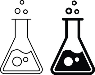 Laboratory Flask Icon Line and Solid Style Chemical Science Experiment Symbol Vector