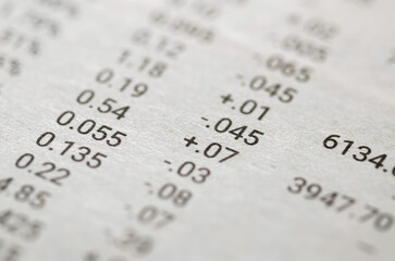 Organized Columns of Numerical Data in Printed Ledger Representing Business Metrics and Financial Records