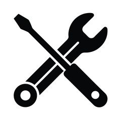 wrench crossed screwdriver icon vector illustration