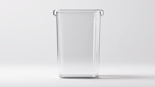 Clear plastic food storage container isolated on white background