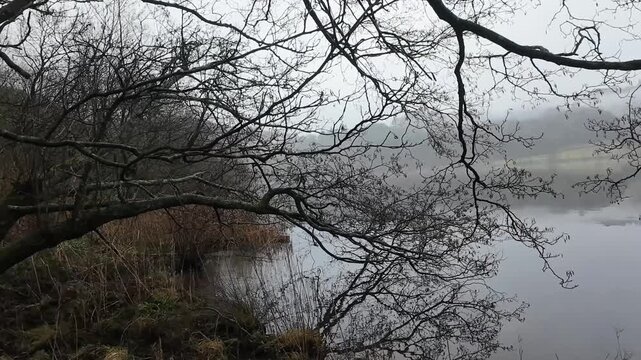 Mist over a lake in Lake District
