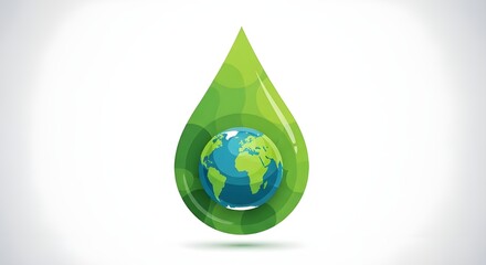 Fototapeta premium Green Earth drop symbolizing eco-friendly water conservation for Earth Day celebration