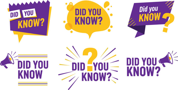 Did You Know Speech Bubble Collection with Question Marks and Megaphones for Educational Marketing and Trivia Fact Labels