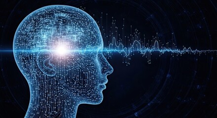 Digital mind exploring sound waves