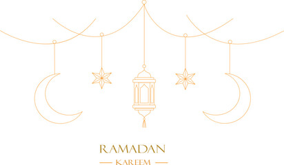 Elegant ramadan kareem greeting with gold lantern and crescent © Raselio