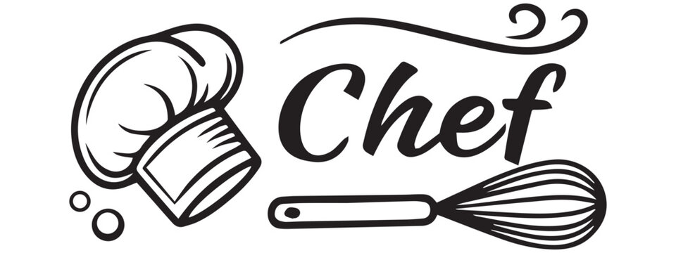 Chef Logo Design &ndash; Stylish Black and White Chef Hat Vector .