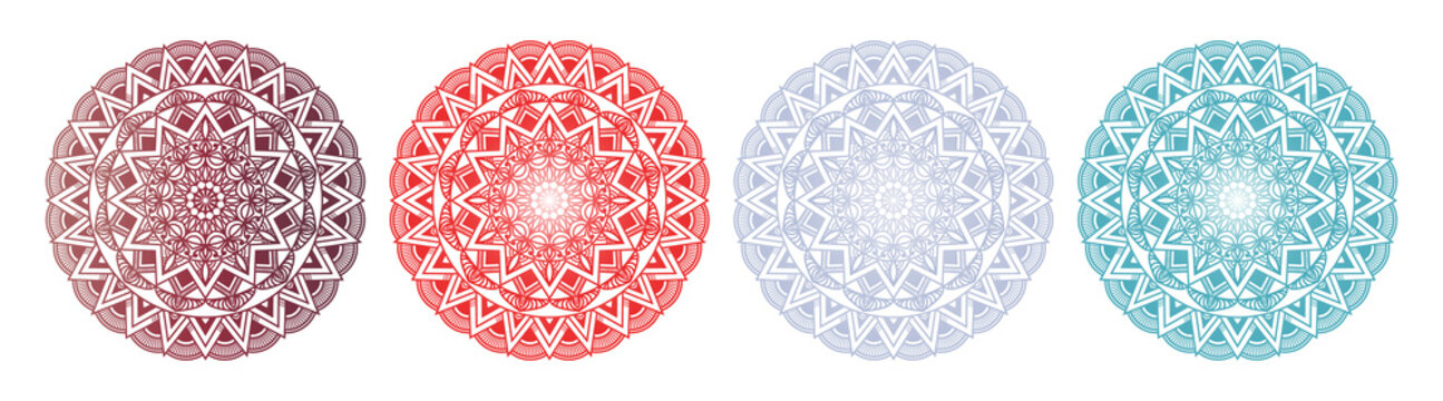 Set of mandala with floral ornament pattern,Vector mandala relaxation patterns unique design with nature style, Hand drawn pattern,Mandala template for page decoration cards, book, logos 