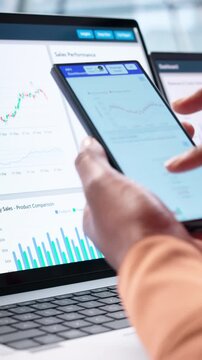 Business Analyst Using Smartphone For Data Analytics