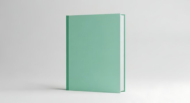 A minimalist teal hardcover book standing vertically on a white surface.
