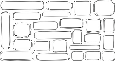 Obraz premium Blank label template collection with ornate, rounded, and irregular borders arranged in grid for decorative and organizational design