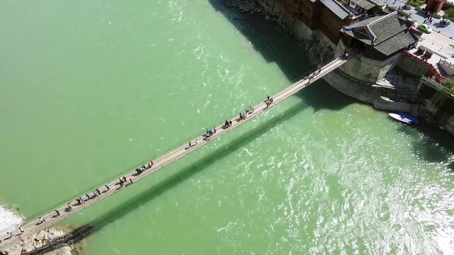 Luding Bridge Aerial View, Sichuan Ganzi Region China