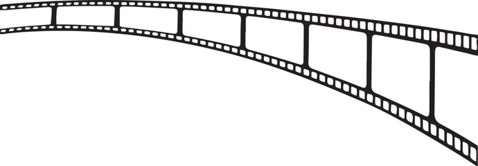 Fototapeta premium Curved film strip icon isolated on transparent background. tape photo film strip frame, Video Film strip roll, Vector illustration