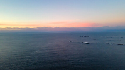 Naklejka premium Atlantic Ocean Road in Norway winter landscape. The Atlantic Ocean Road with Storseisundet Bridge in winter (Nordmore, Norway).