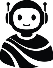 Silhouette friendly smiling cartoon robot character avatar icon illustration vector