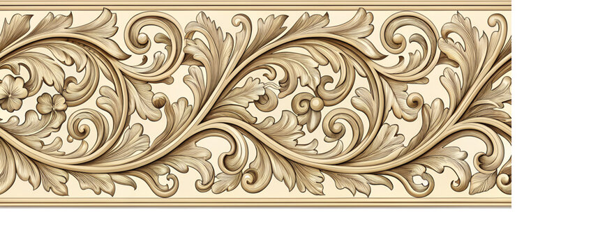 Luxurious Baroque Floral Frieze with Ornate Scrollwork