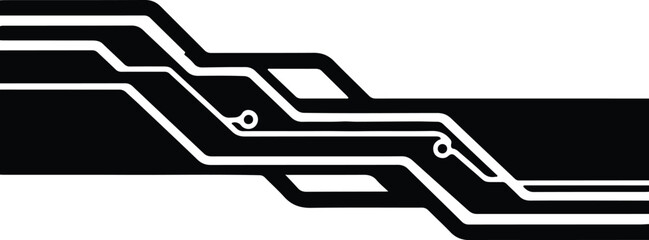 Silhouette of abstract circuit board pathways for technology concept vector illustration