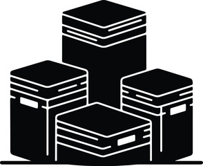Silhouette stack of storage boxes on a flat surface illustration vector