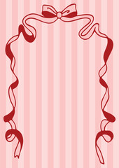 Elegant Valentine's Day Doodle Card with Ribbon and Bow Frame