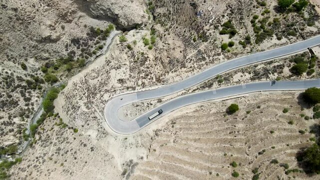 Aerial Highway Turns Nu Jiang Mountain Road with River Valley