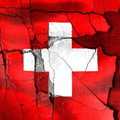 Switzerland flag showing cracks and division issues