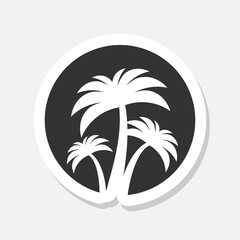 Simple Palm tree icon sticker isolated on gray background