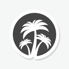 Simple Palm tree icon sticker isolated on gray background
